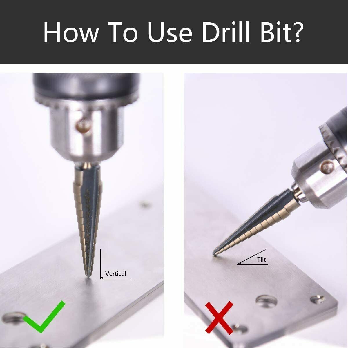 6PCS Titanium Coated Step Drill Bit Set with Automatic Center Punch – Multi-Size High-Speed Steel
