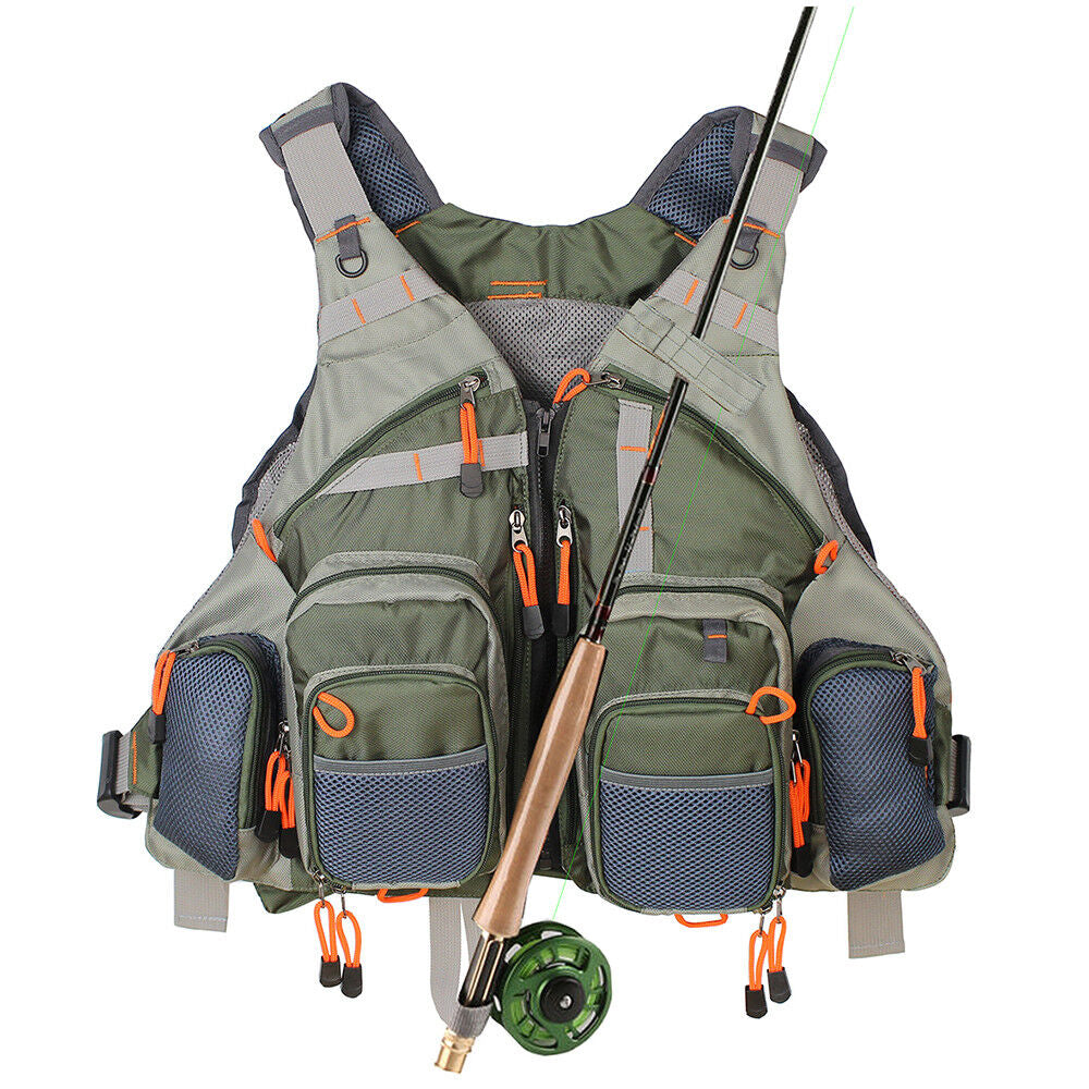 Fly Fishing Mesh Vest General Size Adjustable Mutil-Pocket Breathable Vest