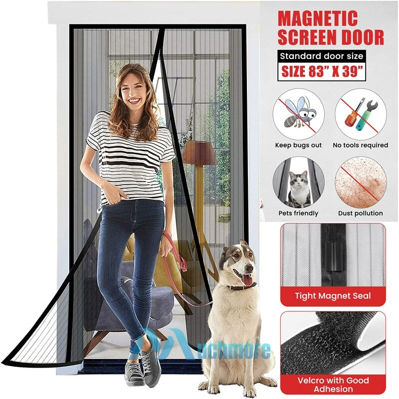 Magnetic Screen Door Mesh Curtain Heavy Duty Mosquito Net Bug Hands Free Closer