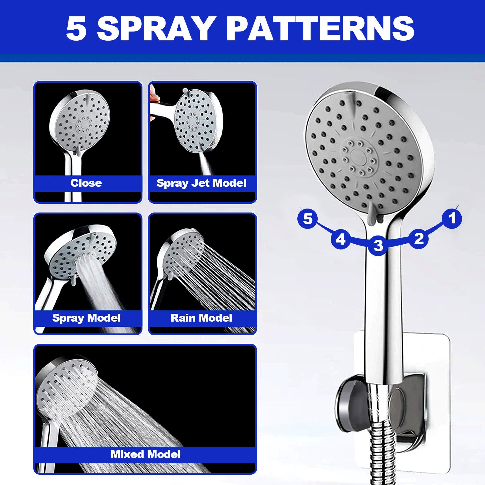 8'' High Pressure Square Rain Shower Head with Adjustable Handheld Spray Combo