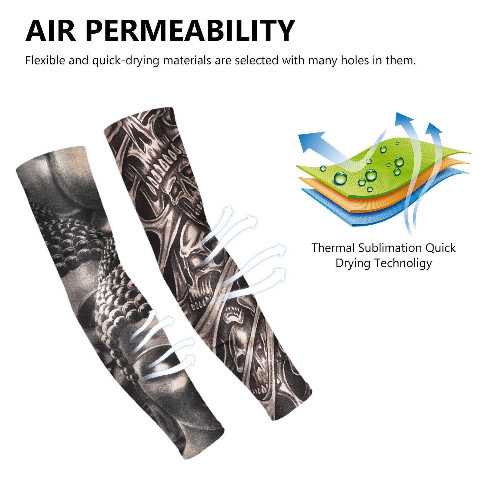 Slip-On Realistic Tattoo Arm Sleeves – UV Protection & Temporary Ink Style Arm Sleeve for Indoor Outdoor