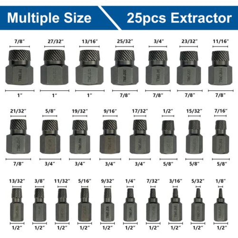 Stripped Bolt Extractor Impact Socket Set 25 PCS Damaged Bolt Remover Easy Out