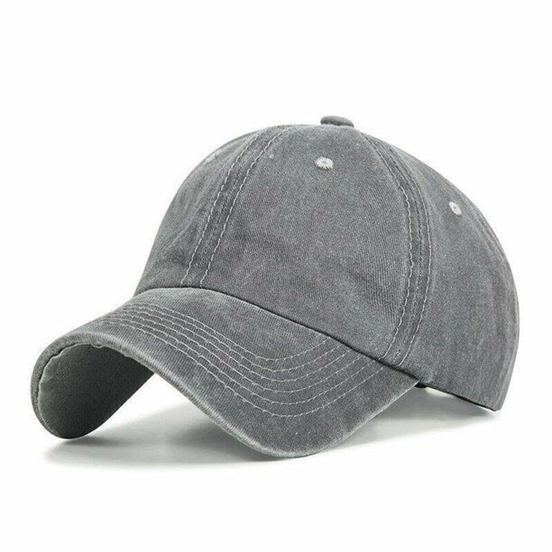 PONYTAIL HAT MESSY HIGH BUN DAD HAT PONYCAP ADJUSTABLE SOLID COTTON DISTRESSED W