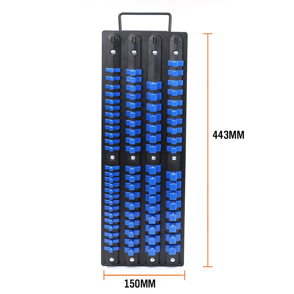 Heavy Duty Socket Organizer Rack – 80 Clip Holder for Tool Storage Tray Storage Rack Mountable 1/4 3/8 1/2 