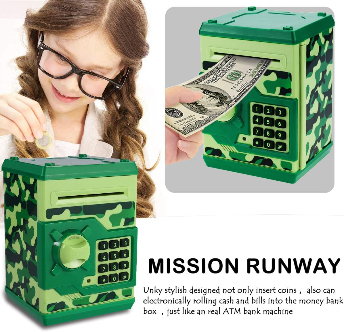 Piggy Bank Password Money Saving Box ATM Great Gift Safe Bank for Boys and Girls