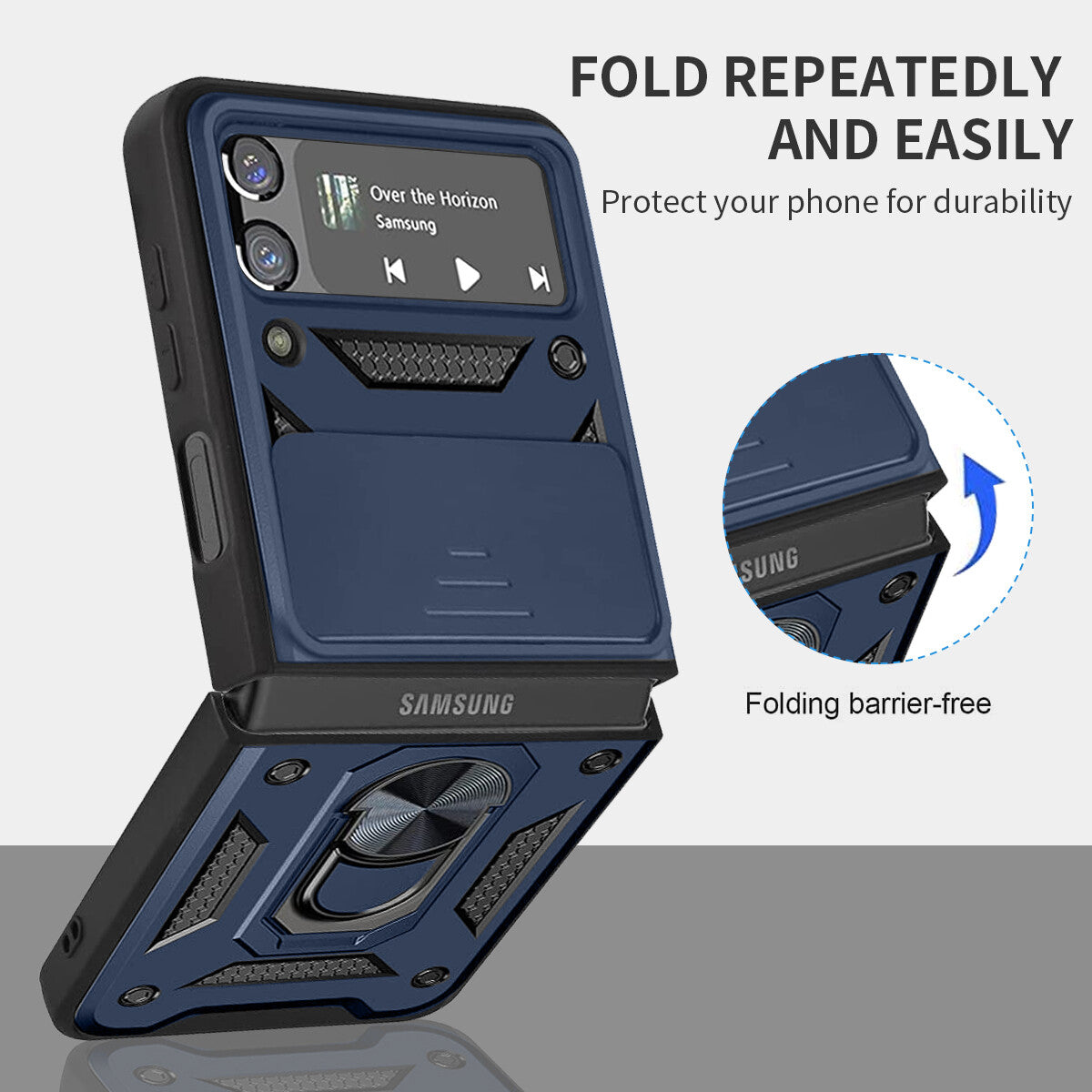 Shockproof Case For Samsung Galaxy Z Flip6 Flip5 4 Case Shockproof Stand Slide Camera Ring Cover