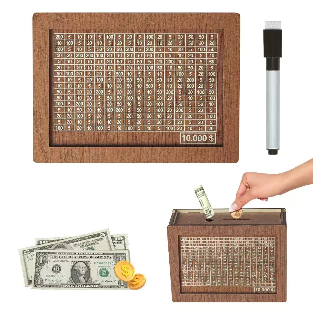  Wooden Savings Box Wooden Cash Cash Vault Saver Money Saving Box with Countdown