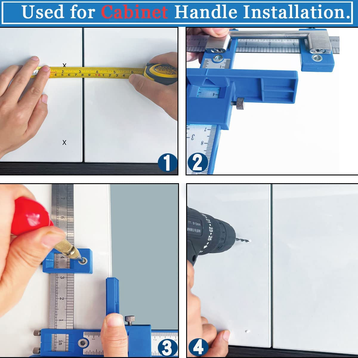 Cabinet Handle Jig with Automatic Center Punch Cabinet Jig for Handles and Pulls on Drawers/Cabinets