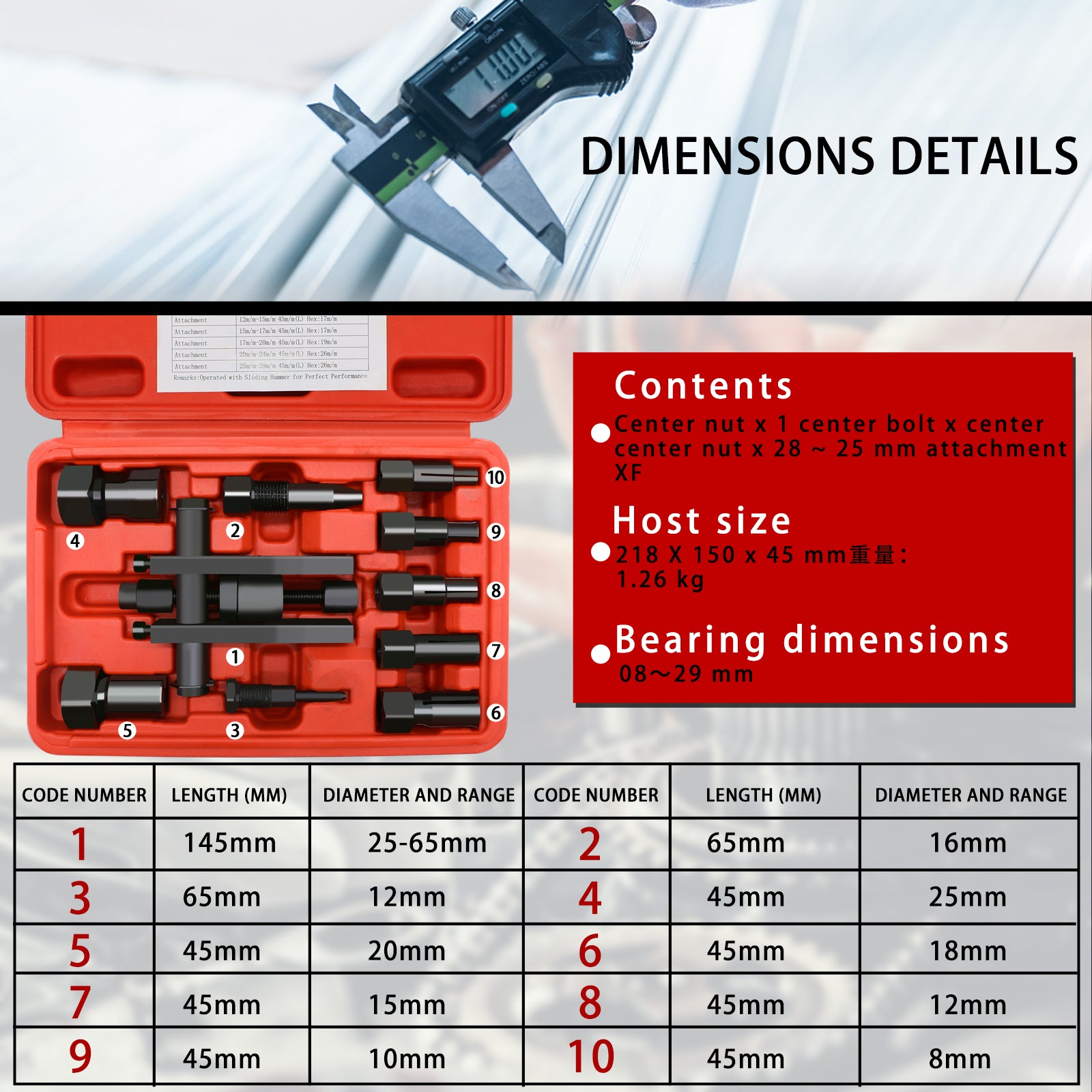 Motorcycle Bearing Puller Kit 8-25MM Motorcycle Inner Bearing Disassembly Tool