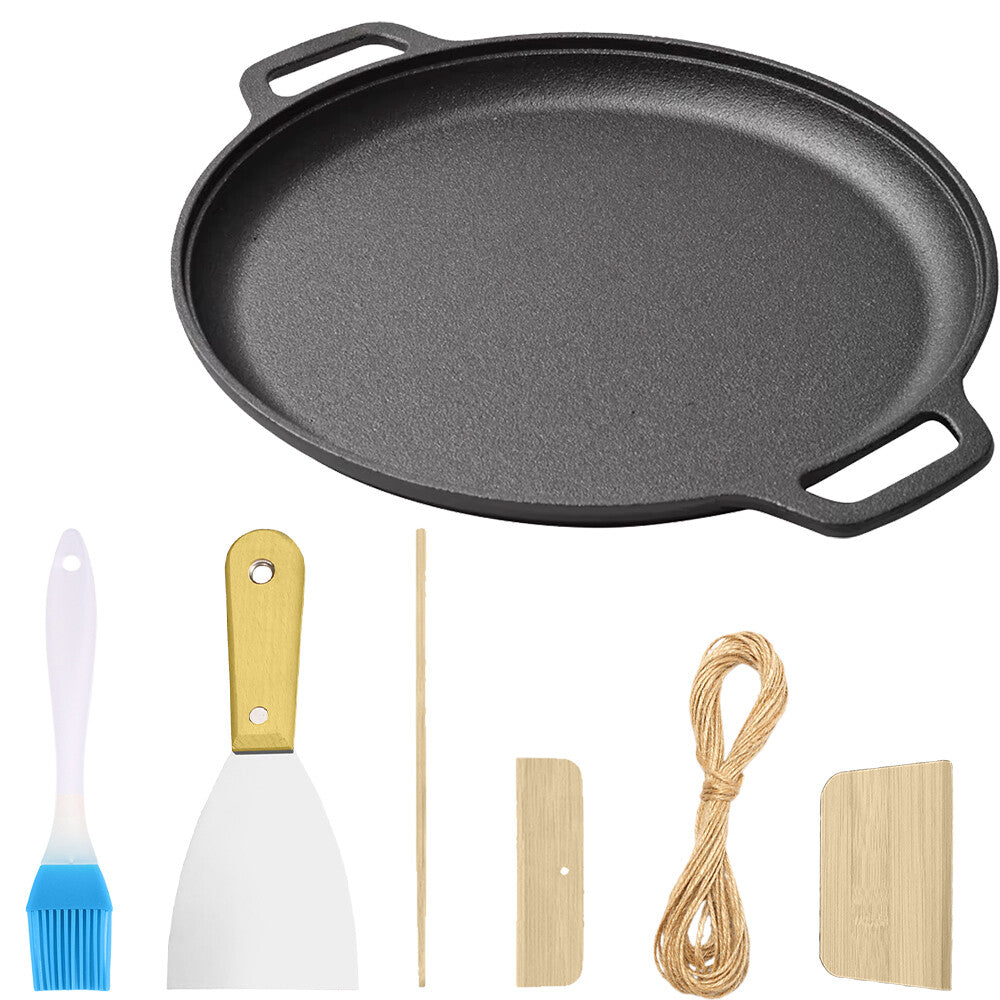 11'' Cast Iron Pizza Pan Kit Skillet Kitchen Cookware Frying Baking Cooking US