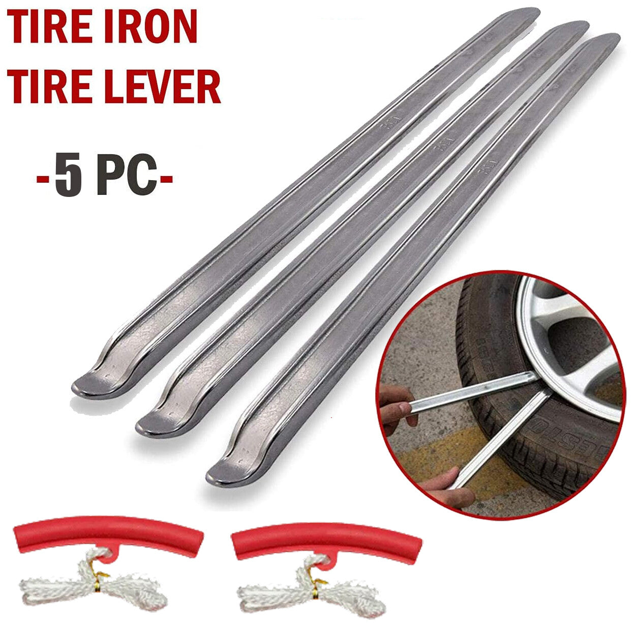 Motorcycle Tire Spoon Iron Lever Tool Changing Repair Bar Kit with Rim Protector