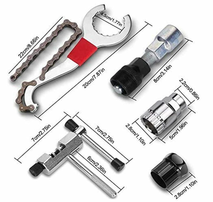 Bike Repair Tool 6 PCS Kit Crank Chain Cutter Extractor Bracket Freewheel Puller