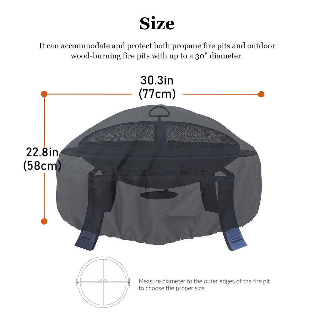 Fire Pit Cover Heavy Duty Waterproof round Patio Fire Bowl Table Cover 30 Inch