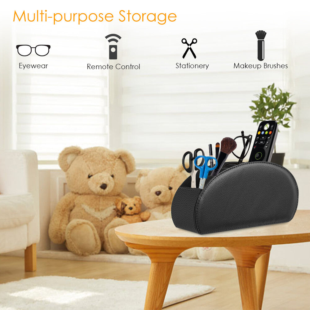 5 Compartments Black Remote Control Holder TV Remote Caddy Desktop Organizer