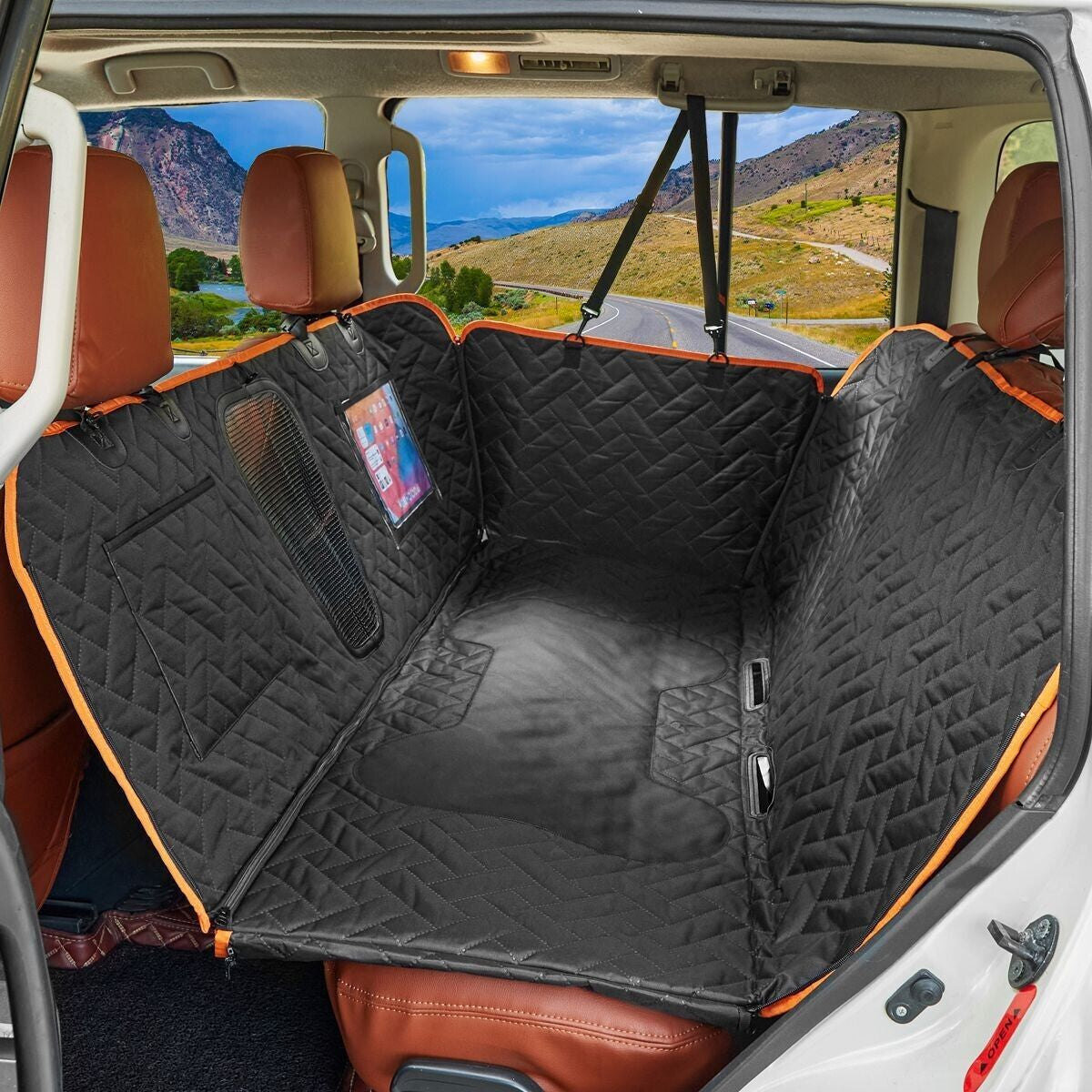 Durable Waterproof Dog Hammock Car Seat Cover – Back Seat Protector for Trucks & SUVs with Free Pet Seatbelt