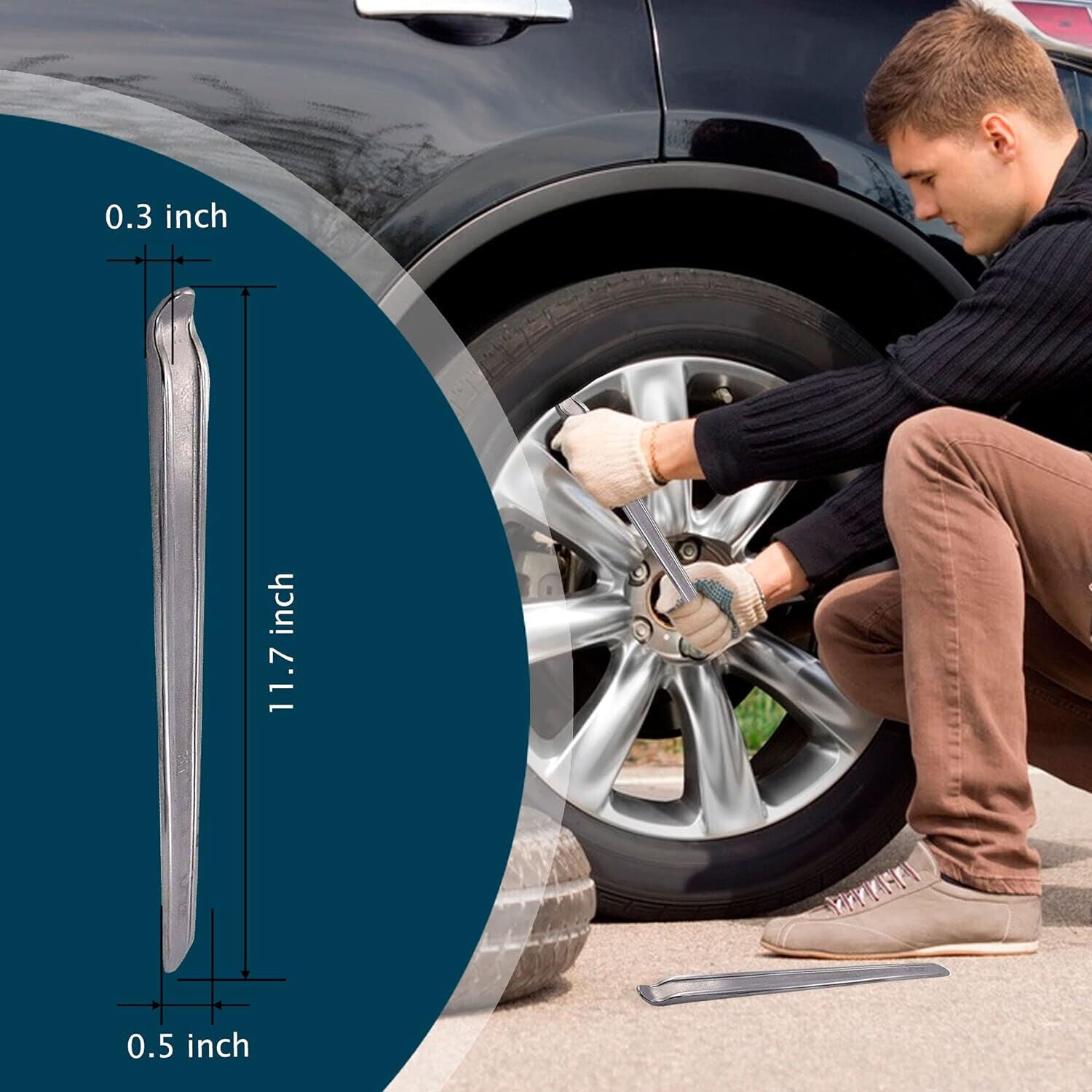 Motorcycle Tire Spoon Iron Lever Tool Changing Repair Bar Kit with Rim Protector