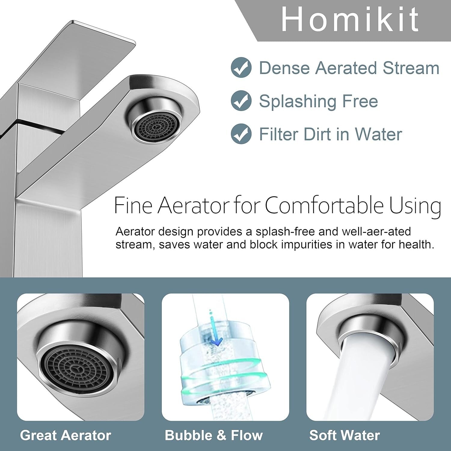 Bathroom Faucet with Drain & Hooks, Brushed Nickel Bathroom Faucets for Sink 1 O