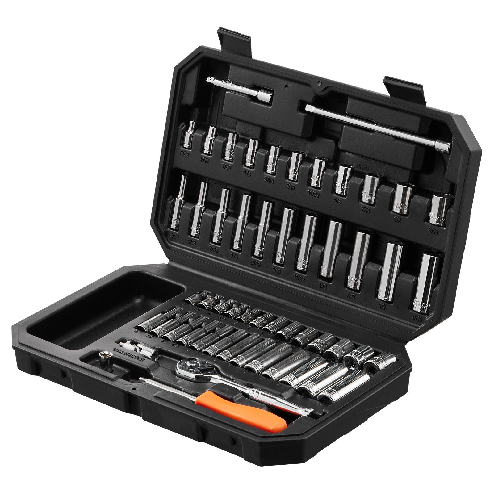 Socket Set 1/4 Inch Drive Socket and Ratchet Set 6-Point 54 Pcs Tool Set