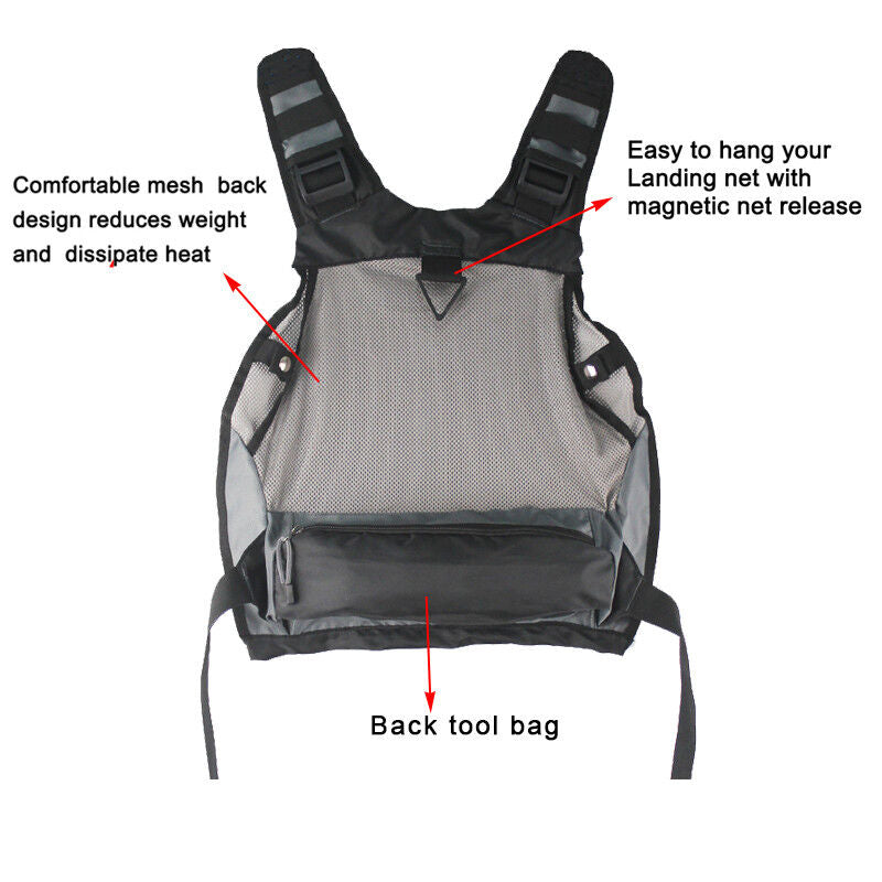 Fly Fishing Mesh Vest General Size Adjustable Mutil-Pocket Breathable Vest