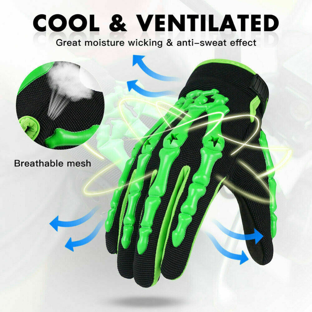 Motorcycle Racing Gloves Sport Cycling Skull Bone Skeleton Full Finger Gloves US
