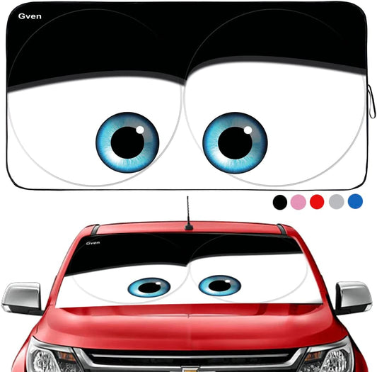 Funny Car Eyes Sunshades Car Sun Shade for Front Window Foldable 210T Keep Your Vehicle Cool