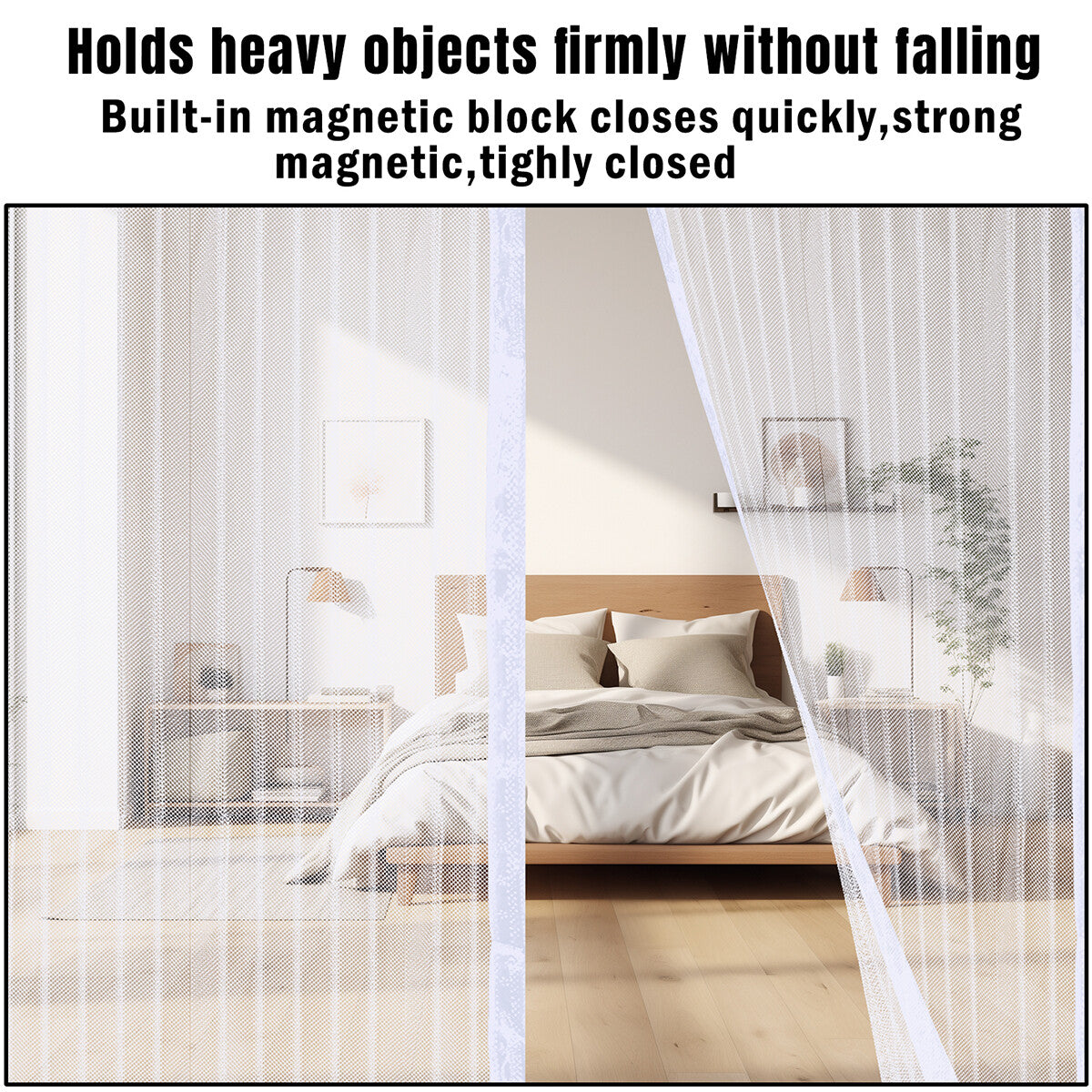 Magnetic Screen Door Mesh Curtain Heavy Duty Mosquito Net Bug Hands Free Closer