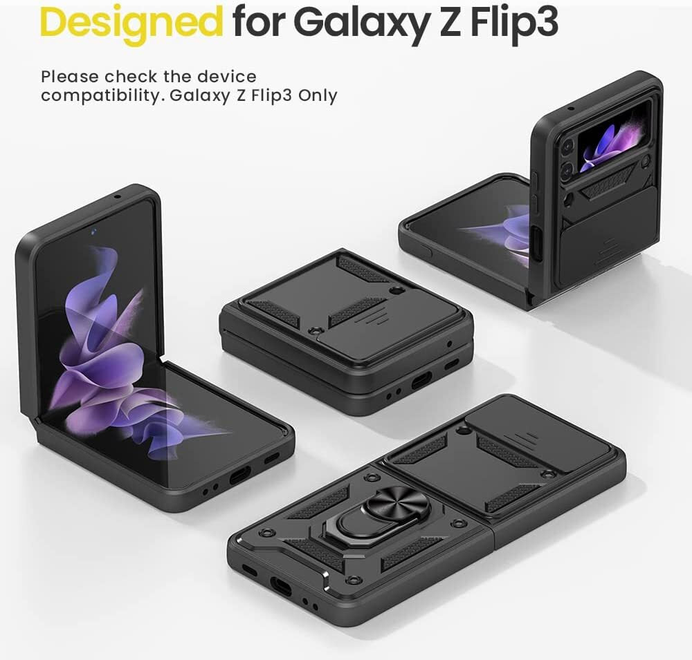 Shockproof Case For Samsung Galaxy Z Flip6 Flip5 4 Case Shockproof Stand Slide Camera Ring Cover