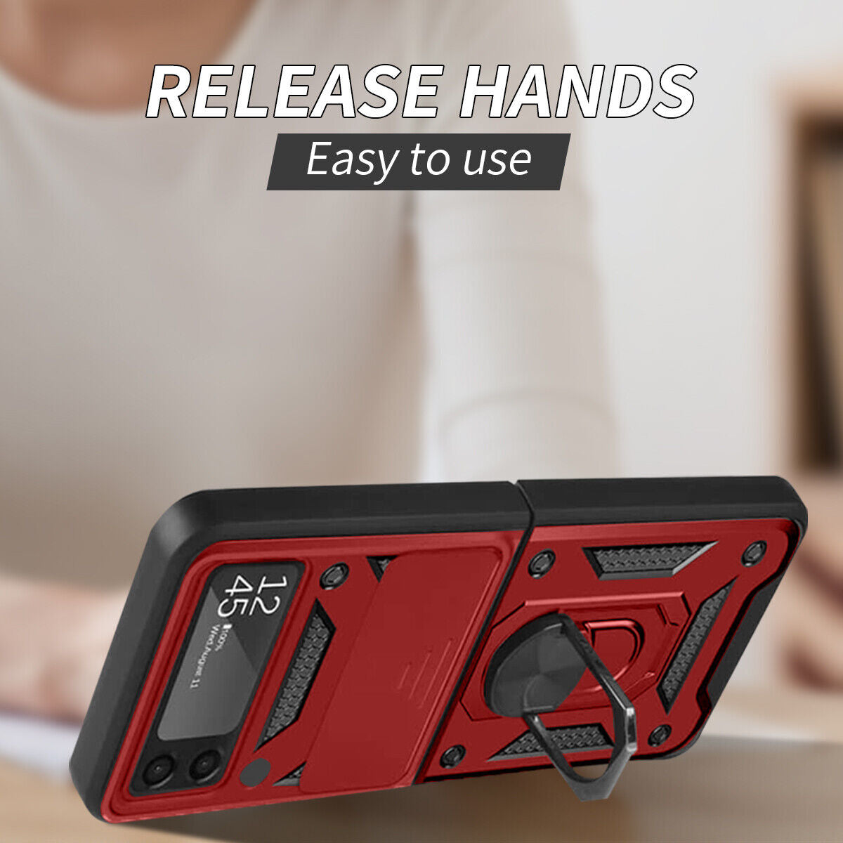 Shockproof Case For Samsung Galaxy Z Flip6 Flip5 4 Case Shockproof Stand Slide Camera Ring Cover