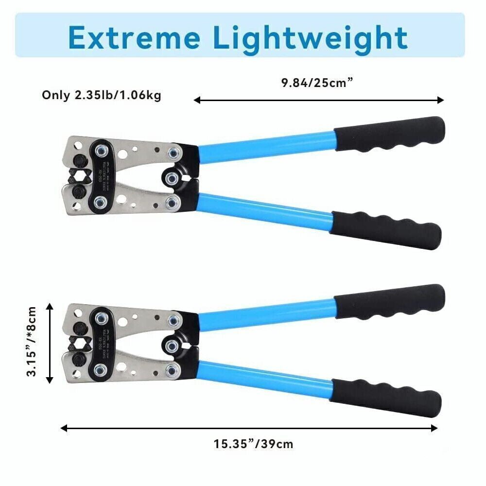 Heavy-Duty Cable Lug Crimping Tool Set – with 60PCS Copper Ring Terminals | 10-1 AWG