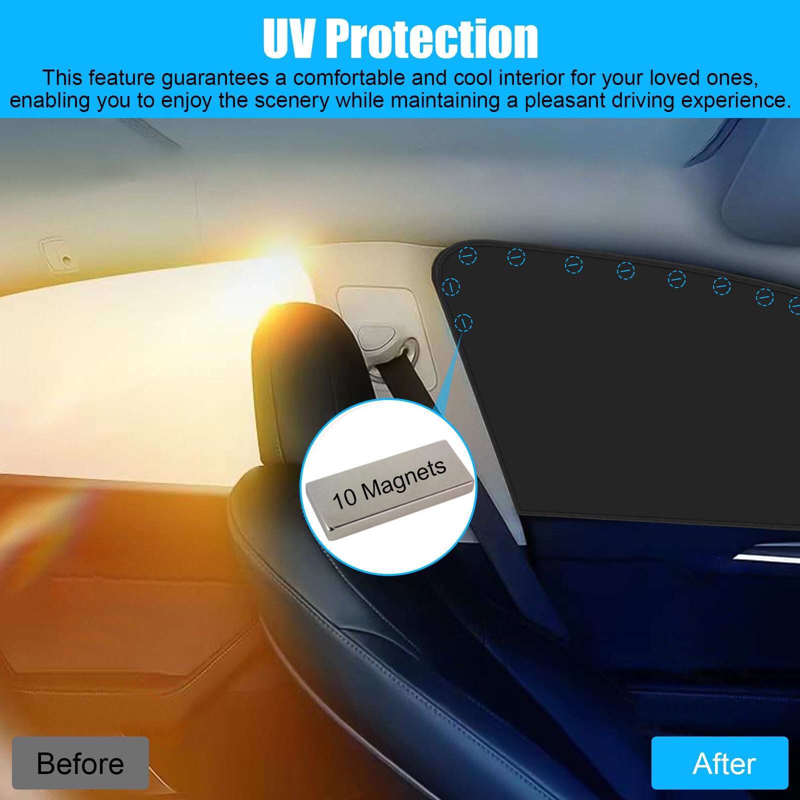 4PCS Magnetic Car Side Window Sun Shade Cover Shield UV Protection Front & Rear