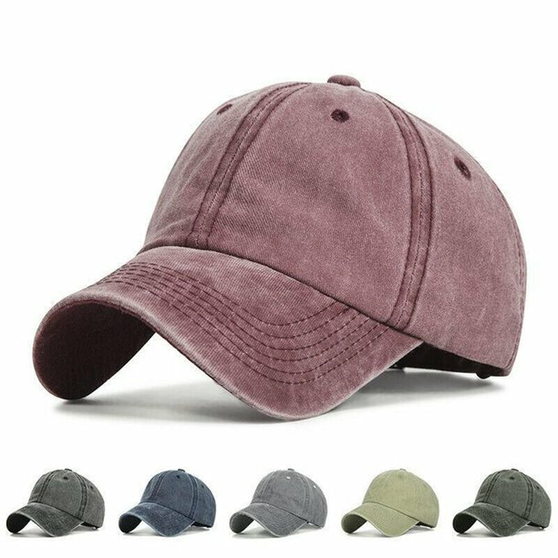 PONYTAIL HAT MESSY HIGH BUN DAD HAT PONYCAP ADJUSTABLE SOLID COTTON DISTRESSED W