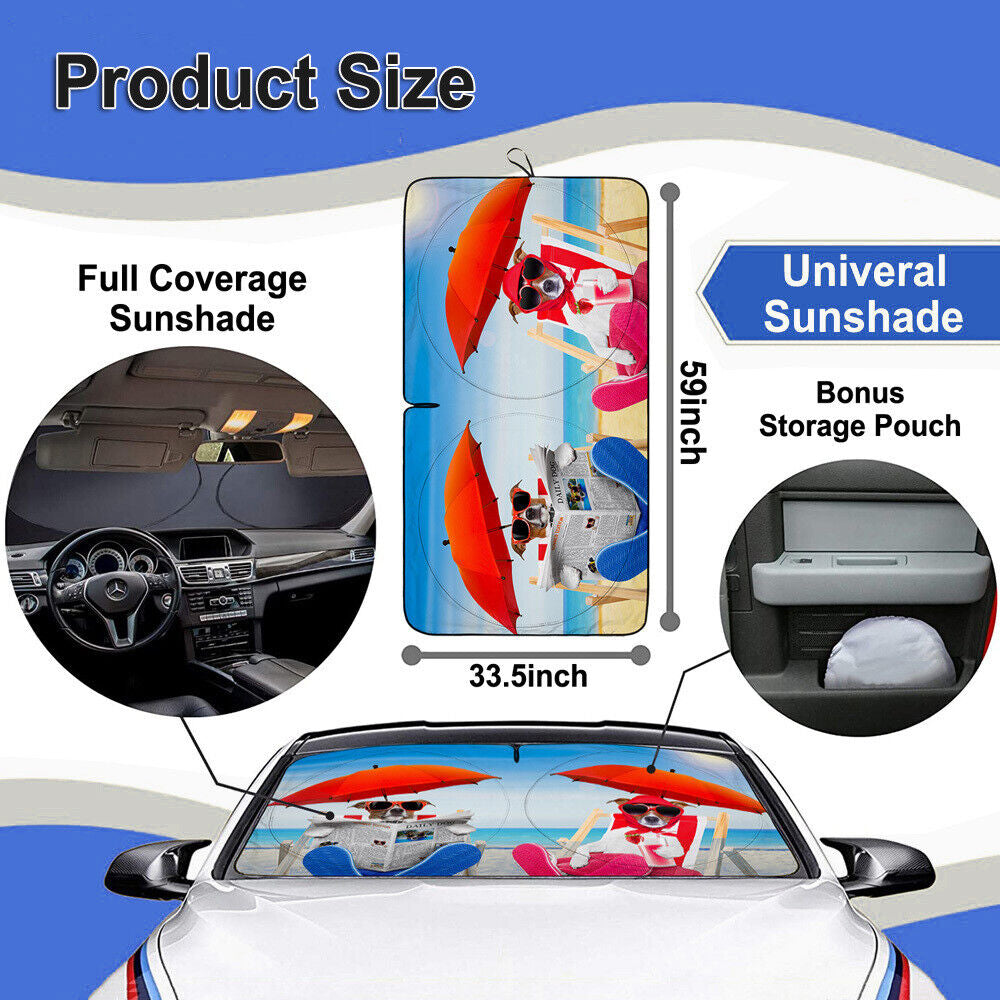 Funny Dogs Sunshade for Car Windshield – UV & Heat Protection | Fits Most Vehicles Car Auto Front Windshield Window Sun Shade Shield Cover Visor UV Block Foldable