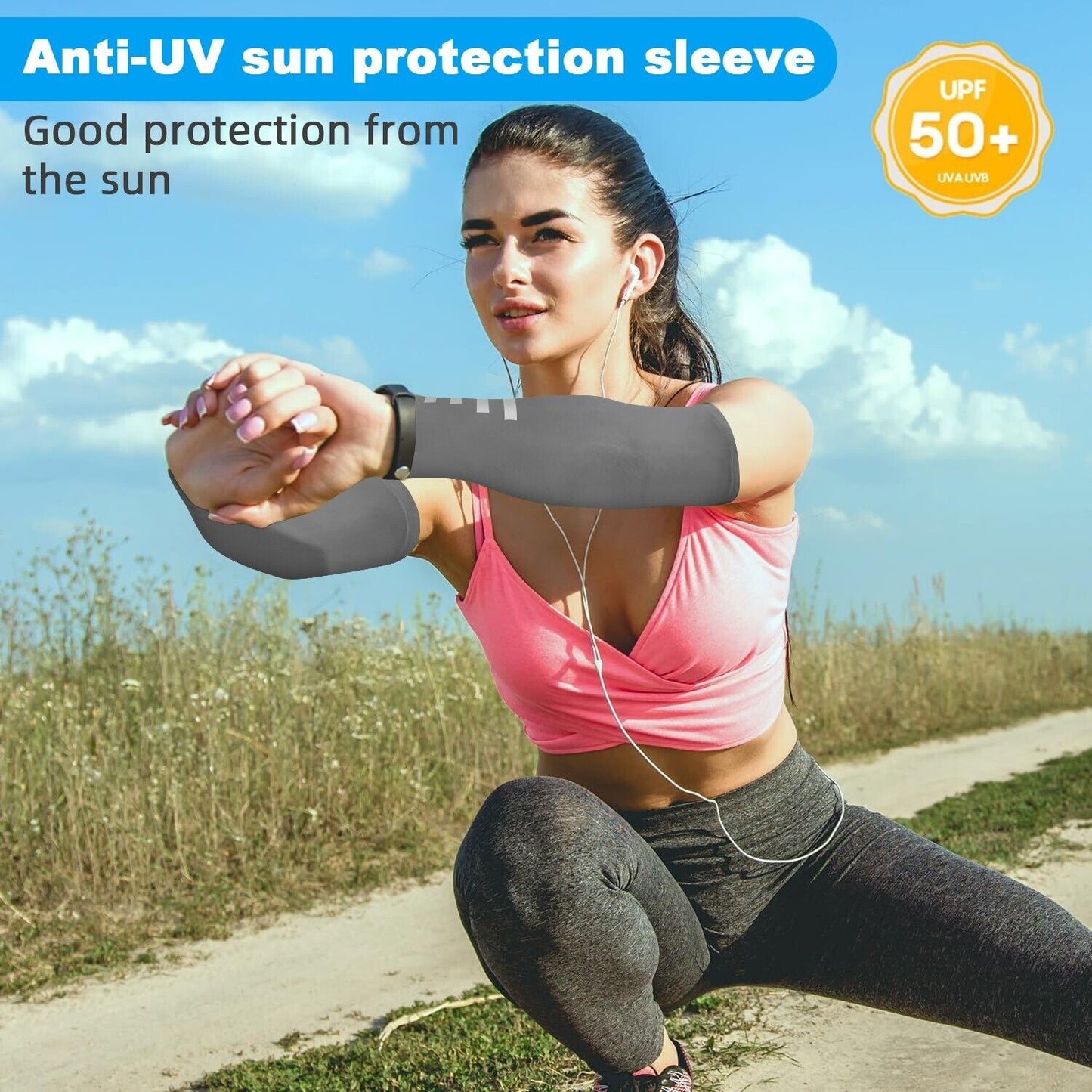 Reflective Sleeves Sunscreen Arm Sleeves Cycling Running UV Protection UPF 50+