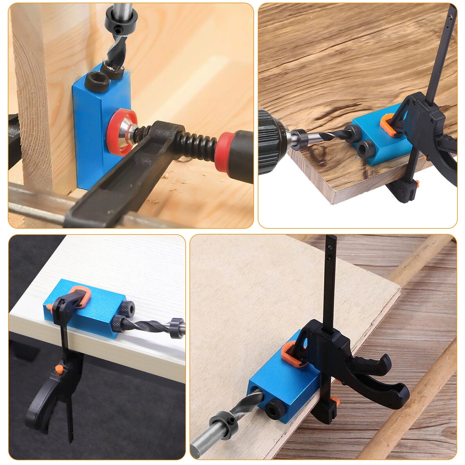 15Pcs Pocket Hole Jig 15 Degree Angle Oblique Hole Locator Dowel Drill Guide Kit