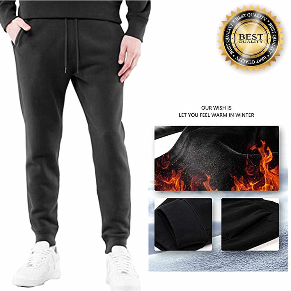 Men'S Sweatpants Joggers Fleece Lined Active Casual Warm Trousers Track Pants