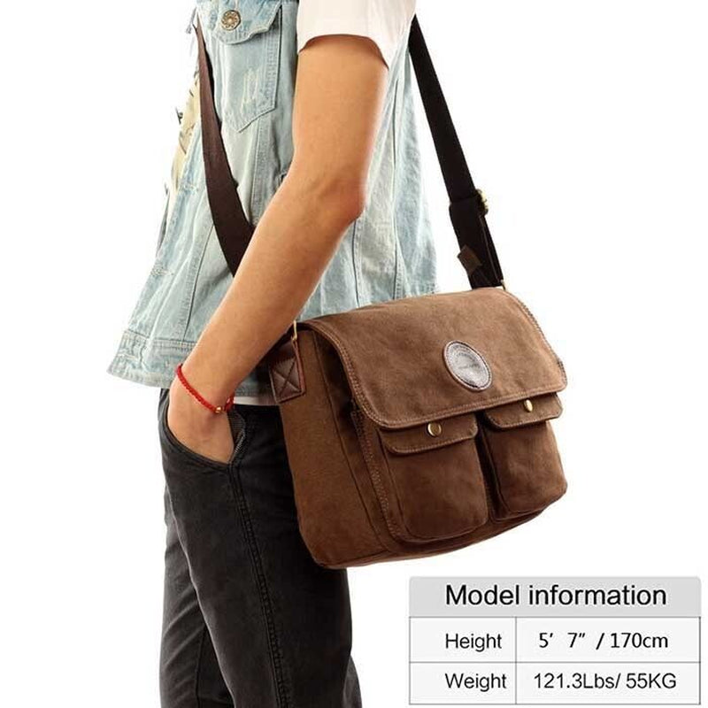 Men'S Canvas Cross Body Bag Messenger Shoulder Book Bags School Satchel Vintage