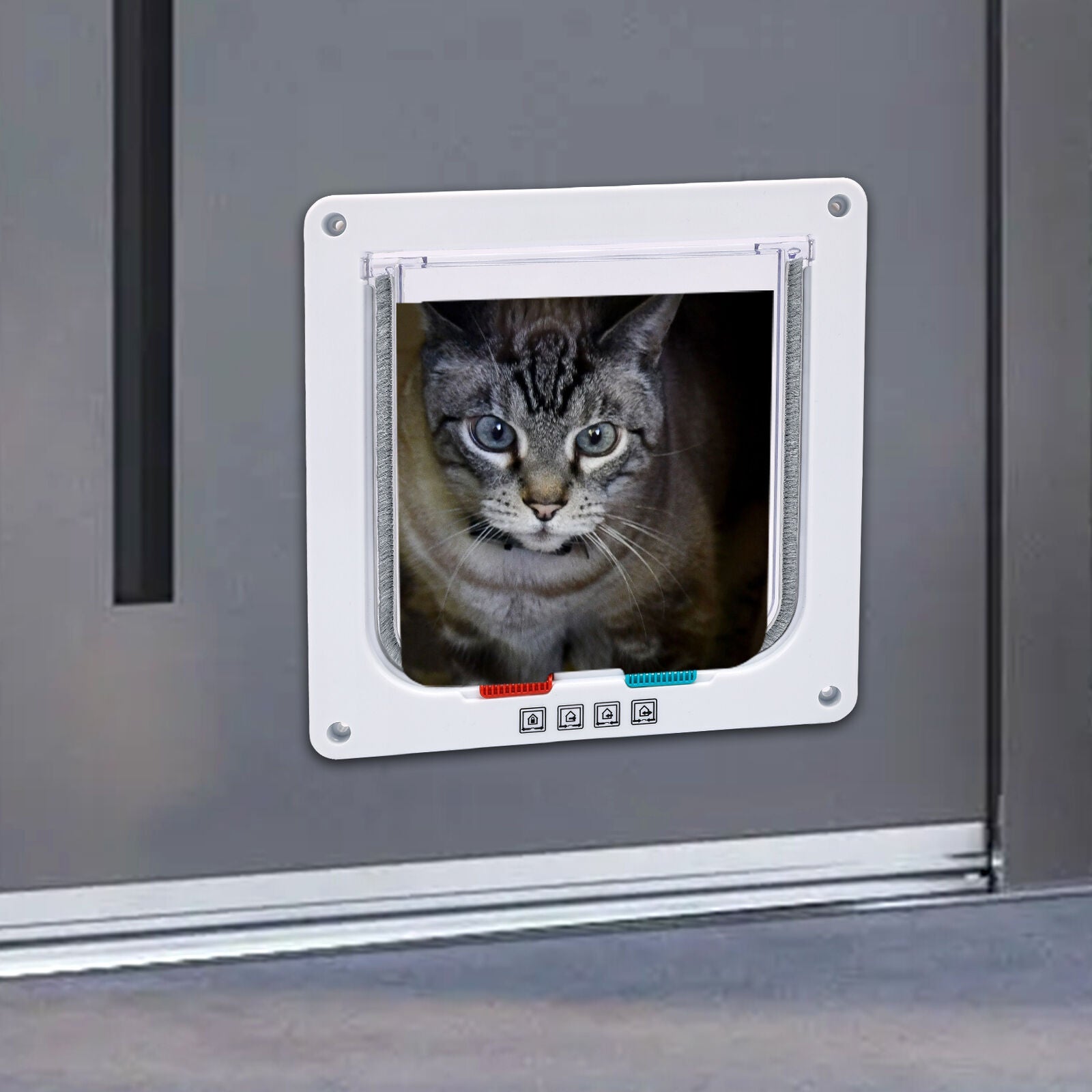  Pet Door for Cat Kitten Dog 4 Way Lock Lockable Safe Flap Door Durable 8"*7"