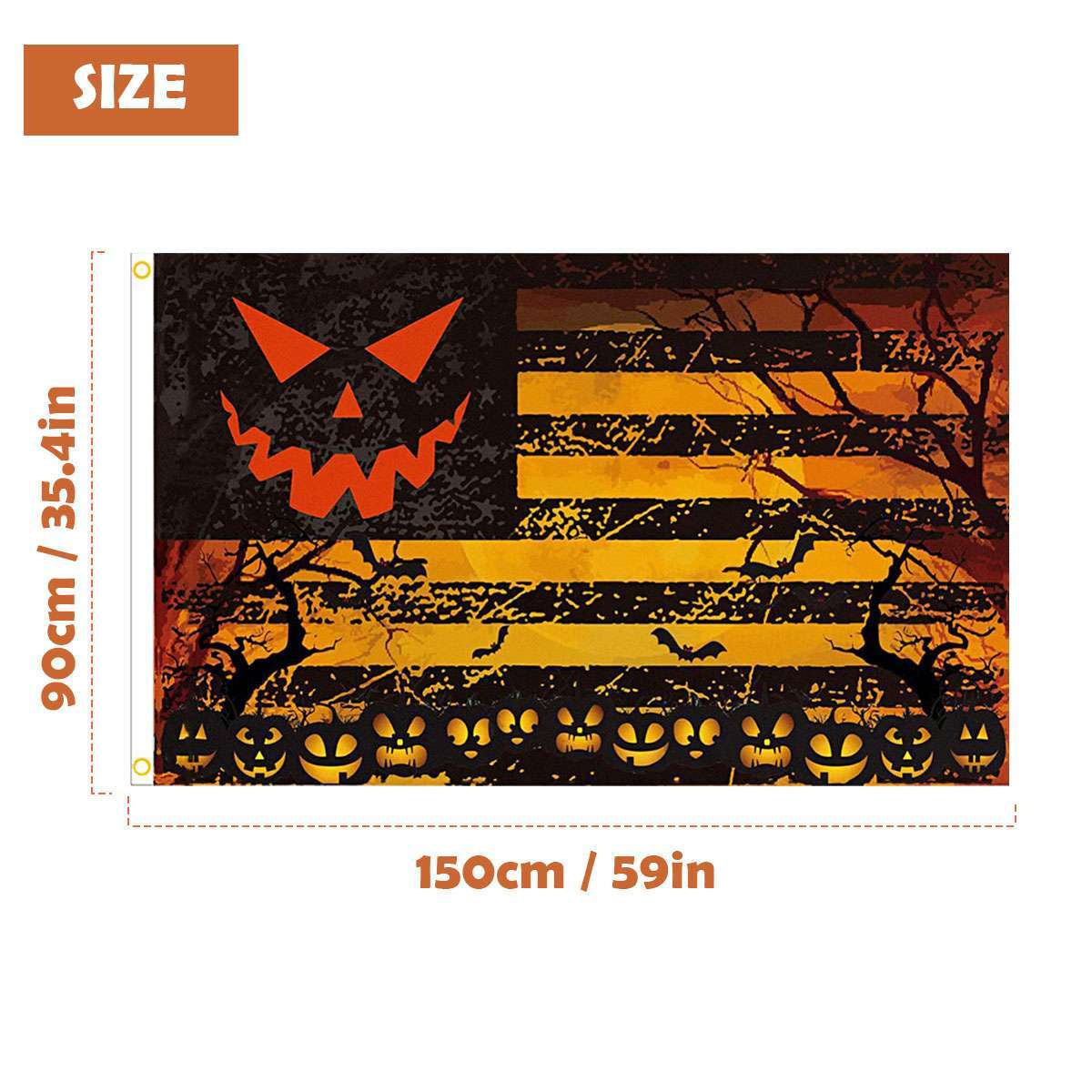 3X5 Ft Scary Halloween Flags American Pumpkin Flag, HALLOWEEN 3X5' FLAG BANNER