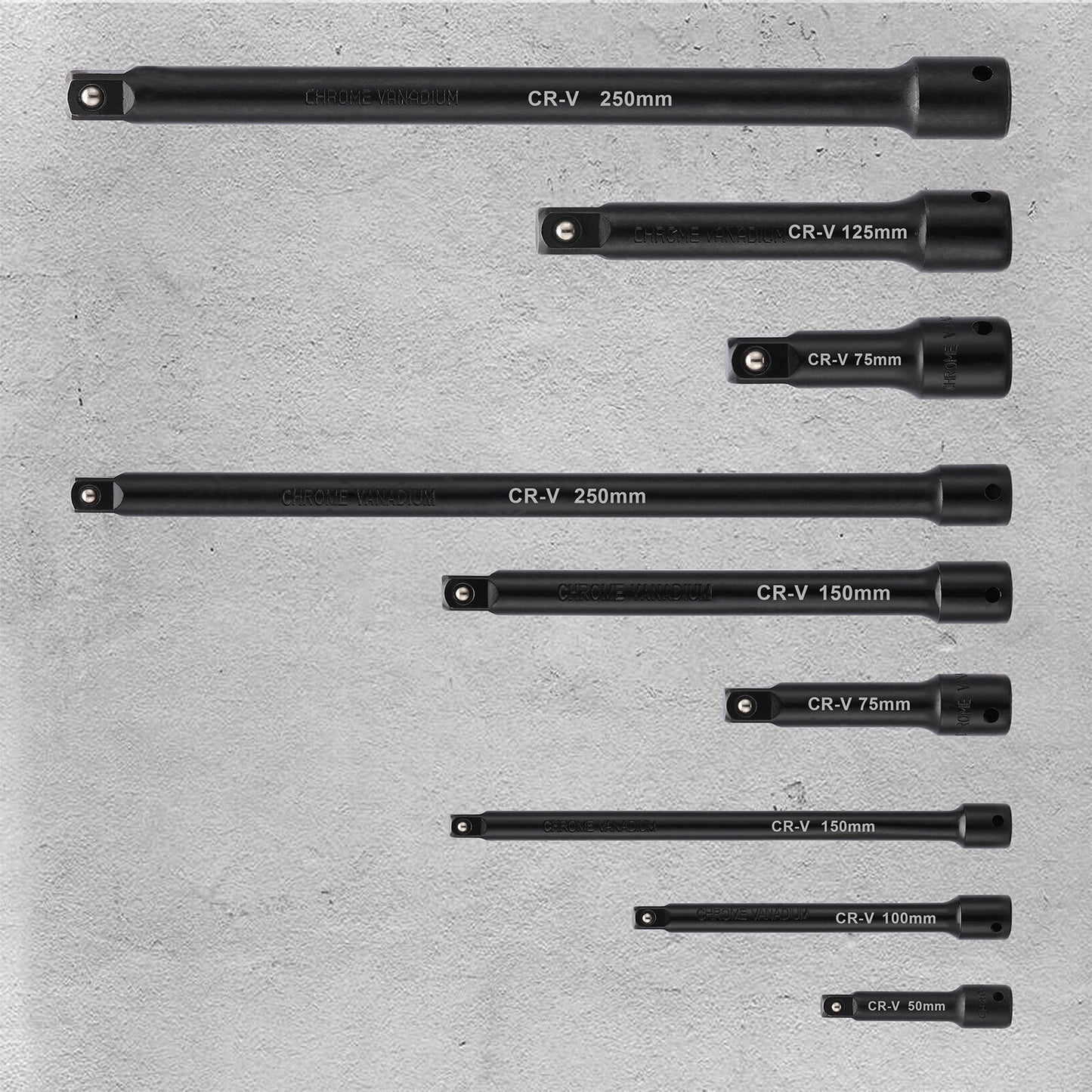 1/4",3/8",1/2" Drive Extension Bar Set, CR-V, 9 PCS Socket Extension Bars