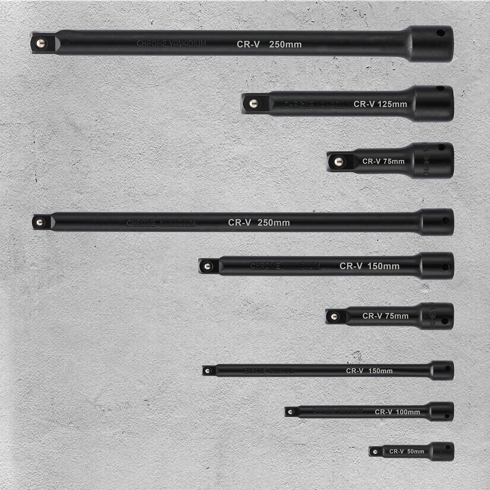 1/4",3/8",1/2" Drive Extension Bar Set, CR-V, 9 PCS Socket Extension Bars