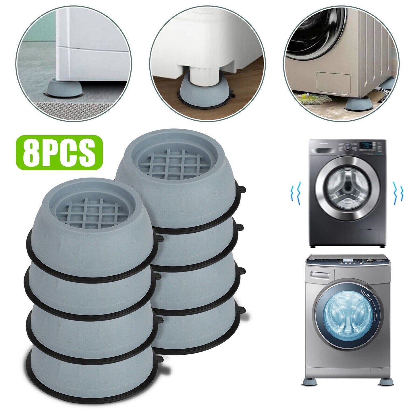 8PCS anti Vibration Washing Machine Support Anti-Slip Rubber Feet Base Pads Mat