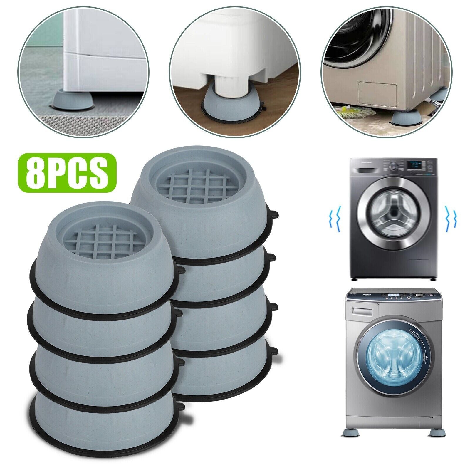 8PCS anti Vibration Washing Machine Support Anti-Slip Rubber Feet Base Pads Mat