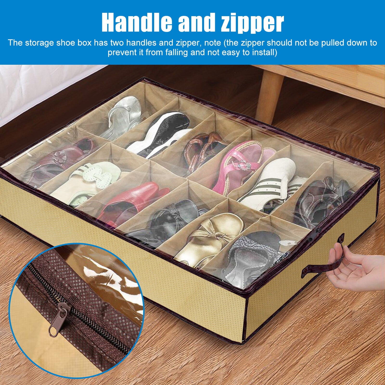 Shoe Organizer Set of 2 under Bed Wardrobe Storage Box Zipper Cover Bag 24 Pairs