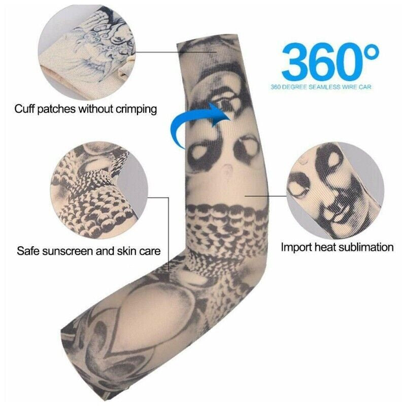 8PC Tattoo Cooling Arm Sleeves Cover Basketball Golf Sport UV Sun Protection