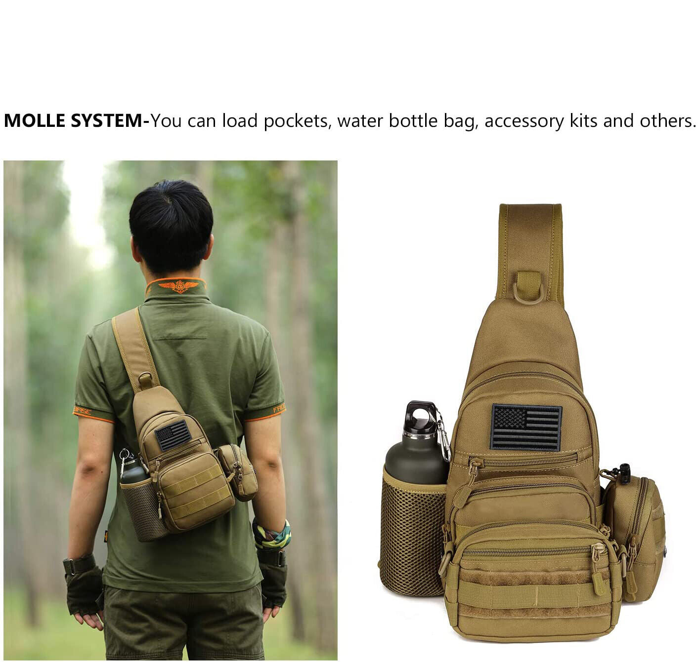 Outdoor Tactical Sling Bag Military MOLLE Crossbody Pack Chest Shoulder Backpack