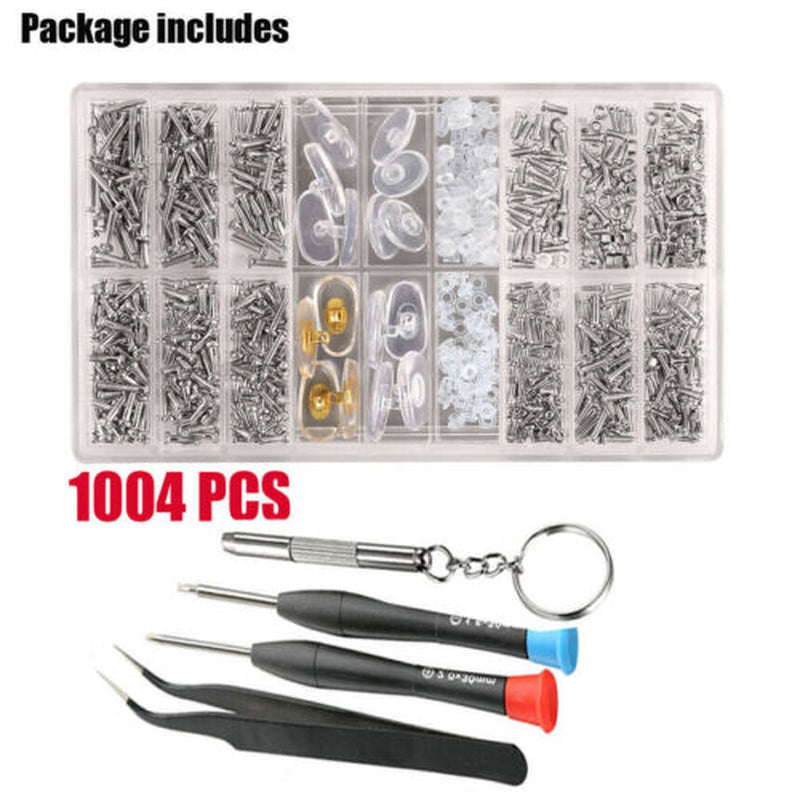 1004 Tiny Screws Nut Screwdriver Watch Eyeglass Sun Glasses Repair Tool Set Kit