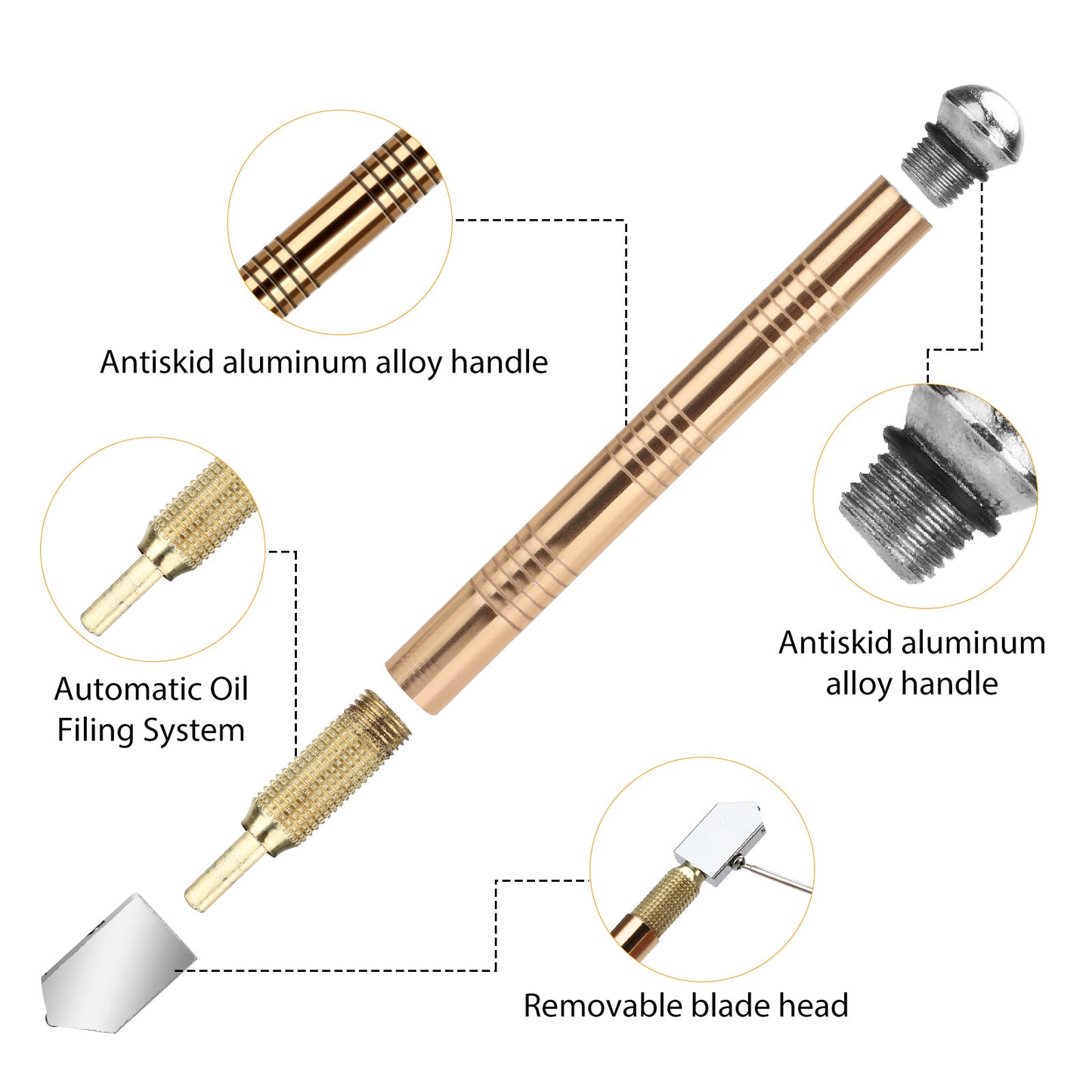 2Pcs Professional Glass Cutter Metal Carbide Precision Anti-Skid Cutting Tools