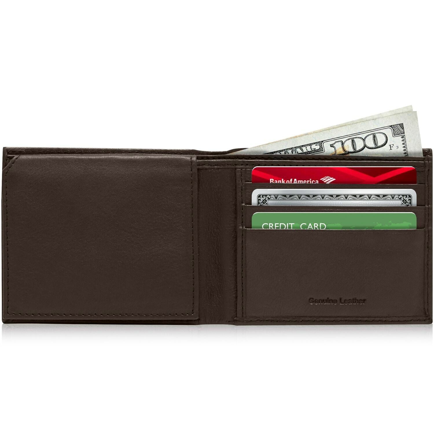 Genuine Leather Minimalist Bifold Wallets for Men RFID Blocking Slim Mens Wallet