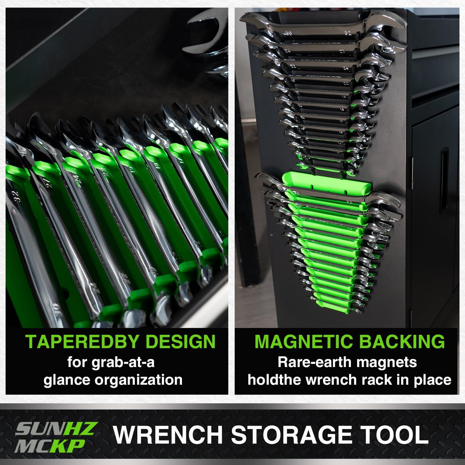 4 Pack Magnetic Wrench Rack Tool Trays Wrench Organizer for Toolboxes Holder up to 48 wrenches