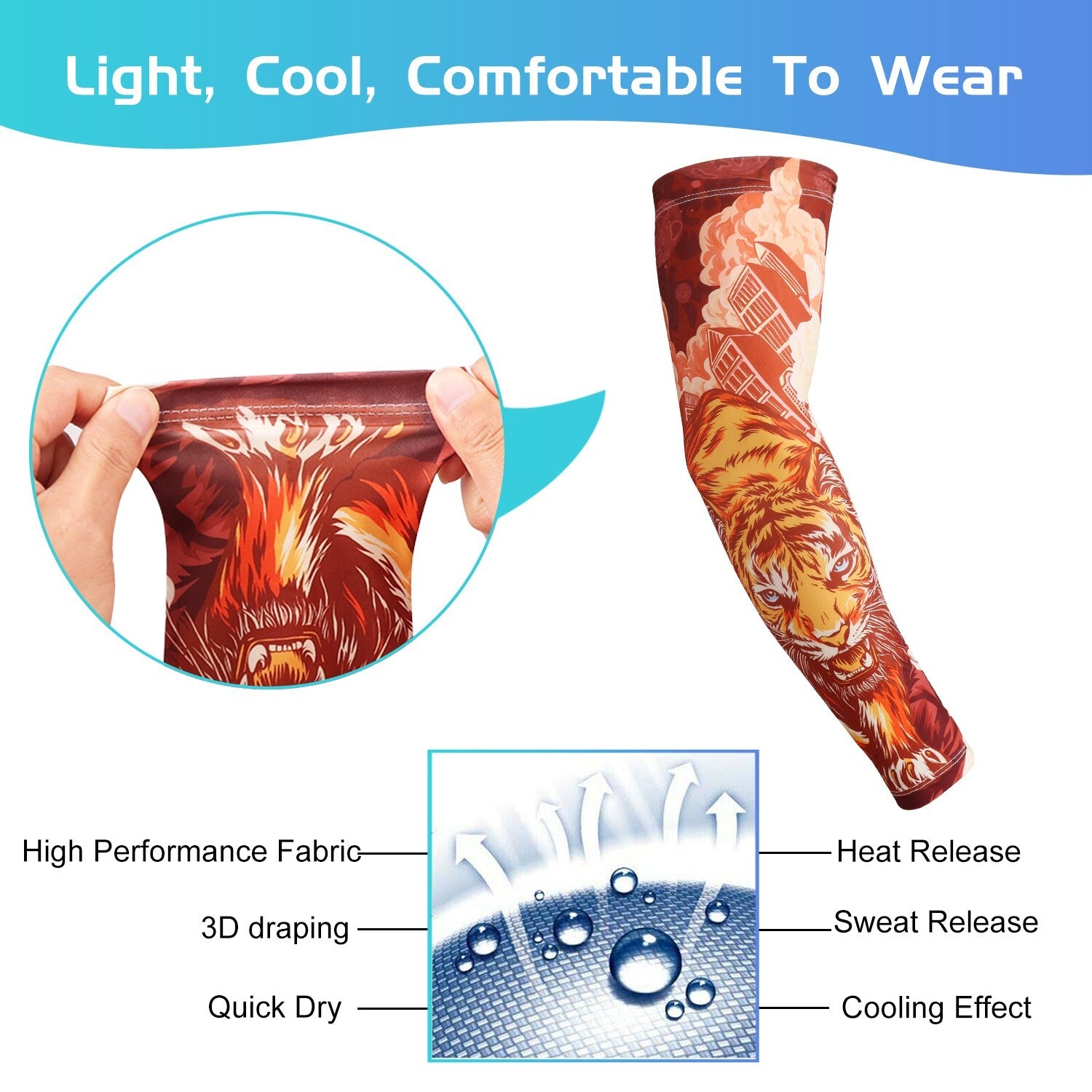 3 Pair Cooling Arm Sleeves Cover UV Sun Protection Cycling Running for Men Women